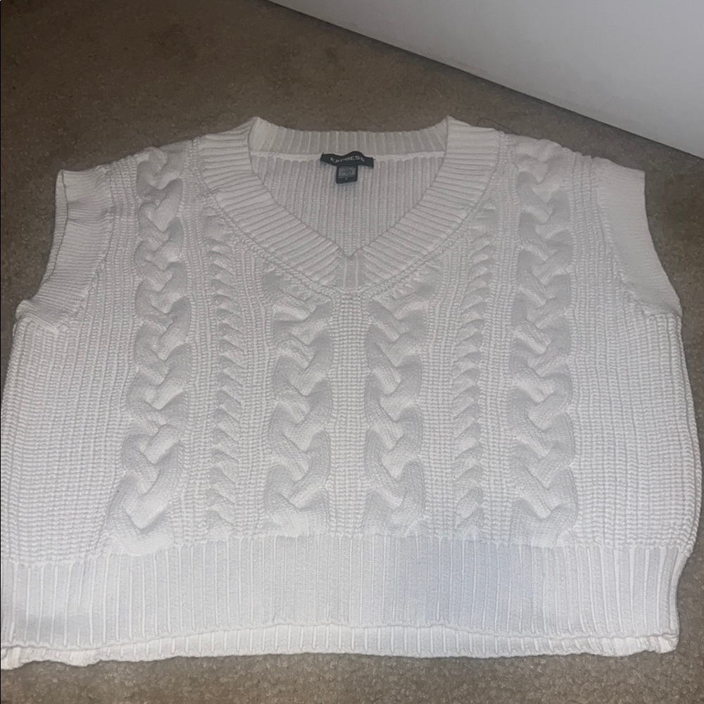 NWOT! Express White Cable Knit Sweater Vest